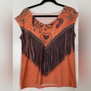 Orange Coastal Cowgirl Sleeveless Top